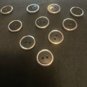 Round Buttons with 2 Holes- Pack of 10 Pieces Black with Silver Trim